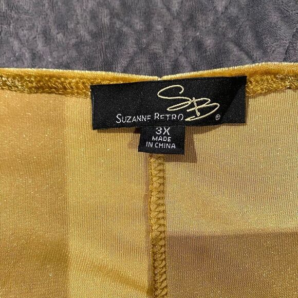 Suzanne Betro Gold Velvet Floral Embroidered Open Cardigan Size 3XL - Picture 10 of 11